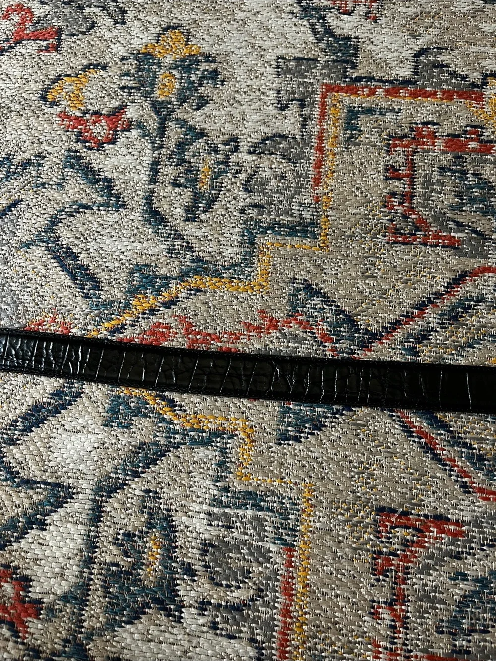Men's Black Croc-Embossed Leather Belt with Gold Buckle UNBRANDED